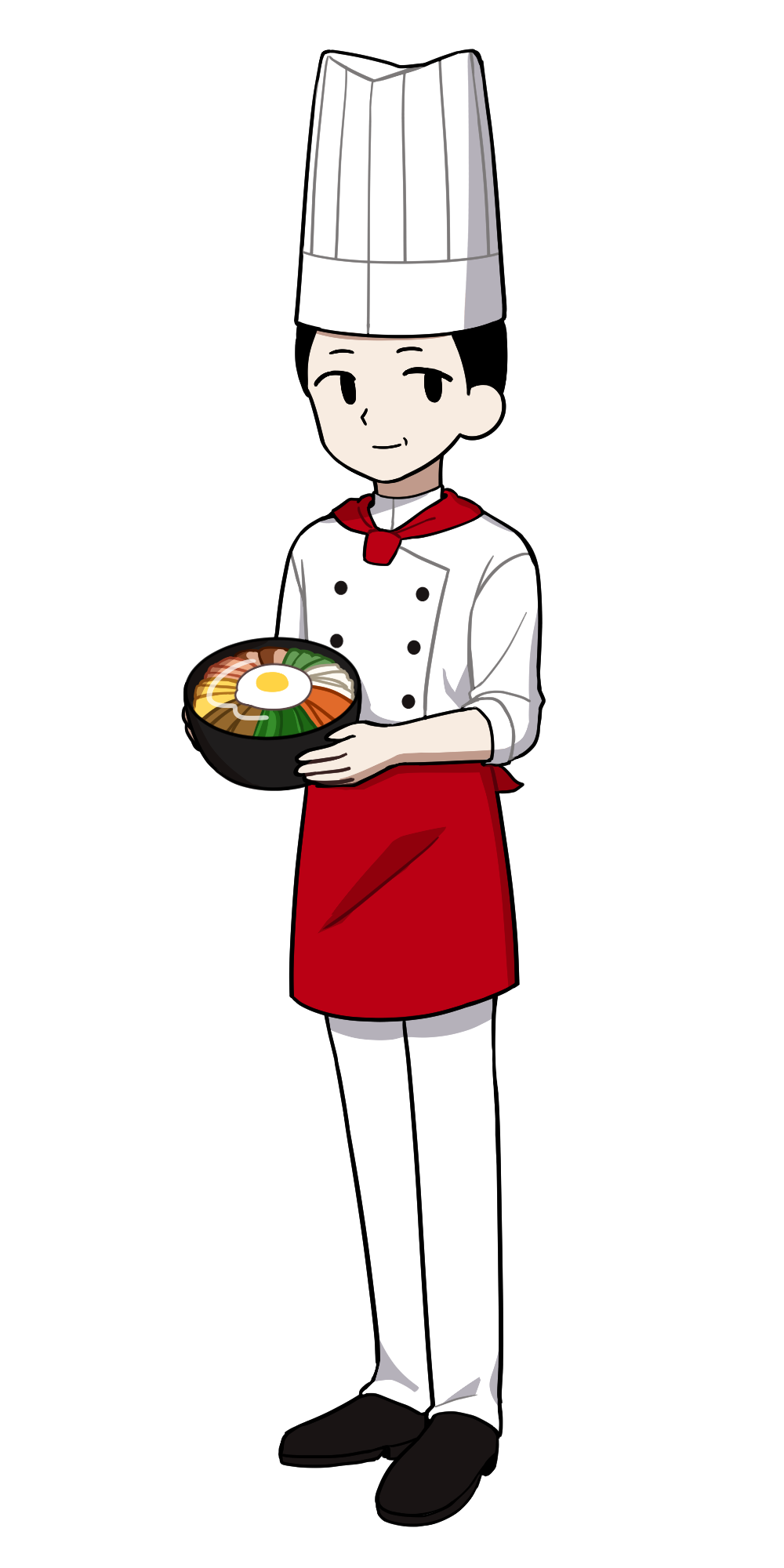 Chef character with bibimbap