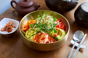 Salmon avocado bibimbap